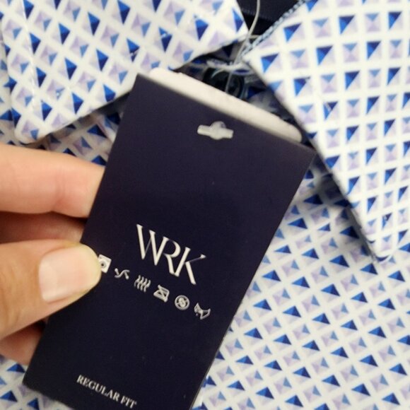 WRK Shirt Mens 15.5 Blue Long Sleeve Button Up Dress *NWT* - Picture 2 of 10